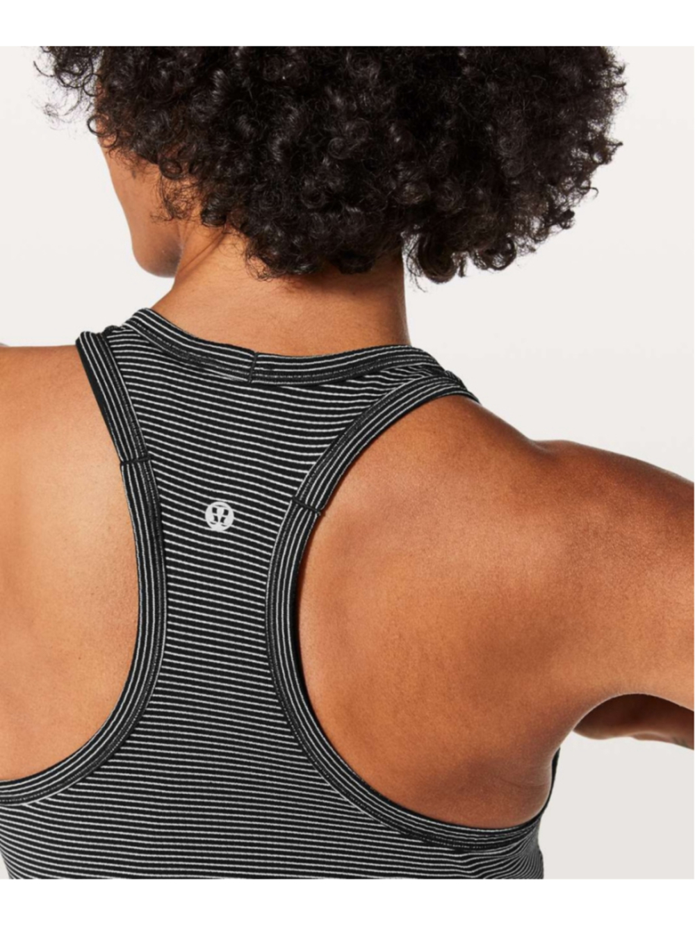 Lululemon Swiftly Tech Racerback Tank Top Women's Size 12 Black White Striped